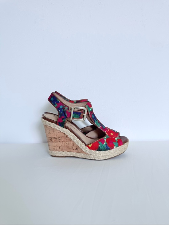 ANTONIO MELANI Shoes - ANTONIO MELANI Red Floral Cork Espadrille Wedge Sandals